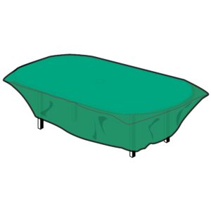 Collections Etc Seasonal Outdoor Patio Furniture Covers with Easy On/Off Drawstring Cord - Protection from Wind, Dirt, Snow and Rain, Green, Table