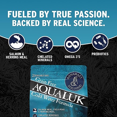 Annamaet Grain-Free Aqualuk Cold Water Fish Formula Dry Dog Food, (Salmon & Herring), 5-lb Bag