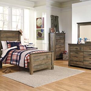 Signature Design by Ashley Trinell Rustic 1 Drawer Nightstand with USB Charing Stations, 26.22" Tall, Warm Brown