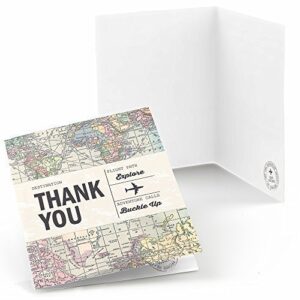 big dot of happiness world awaits - travel themed party thank you cards (8 count)