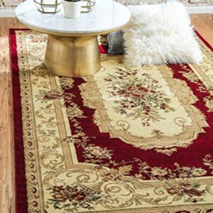 Unique Loom Versailles Collection Traditional Classic Floral Motif Area Rug (5' 0 x 8' 0 Rectangular, Burgundy/ Ivory)