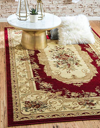 Unique Loom Versailles Collection Traditional Classic Floral Motif Area Rug (5' 0 x 8' 0 Rectangular, Burgundy/ Ivory)