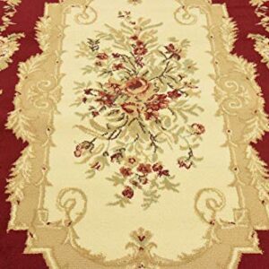 Unique Loom Versailles Collection Traditional Classic Floral Motif Area Rug (5' 0 x 8' 0 Rectangular, Burgundy/ Ivory)