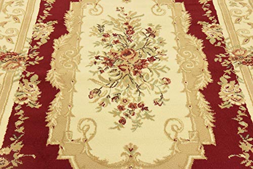 Unique Loom Versailles Collection Traditional Classic Floral Motif Area Rug (5' 0 x 8' 0 Rectangular, Burgundy/ Ivory)