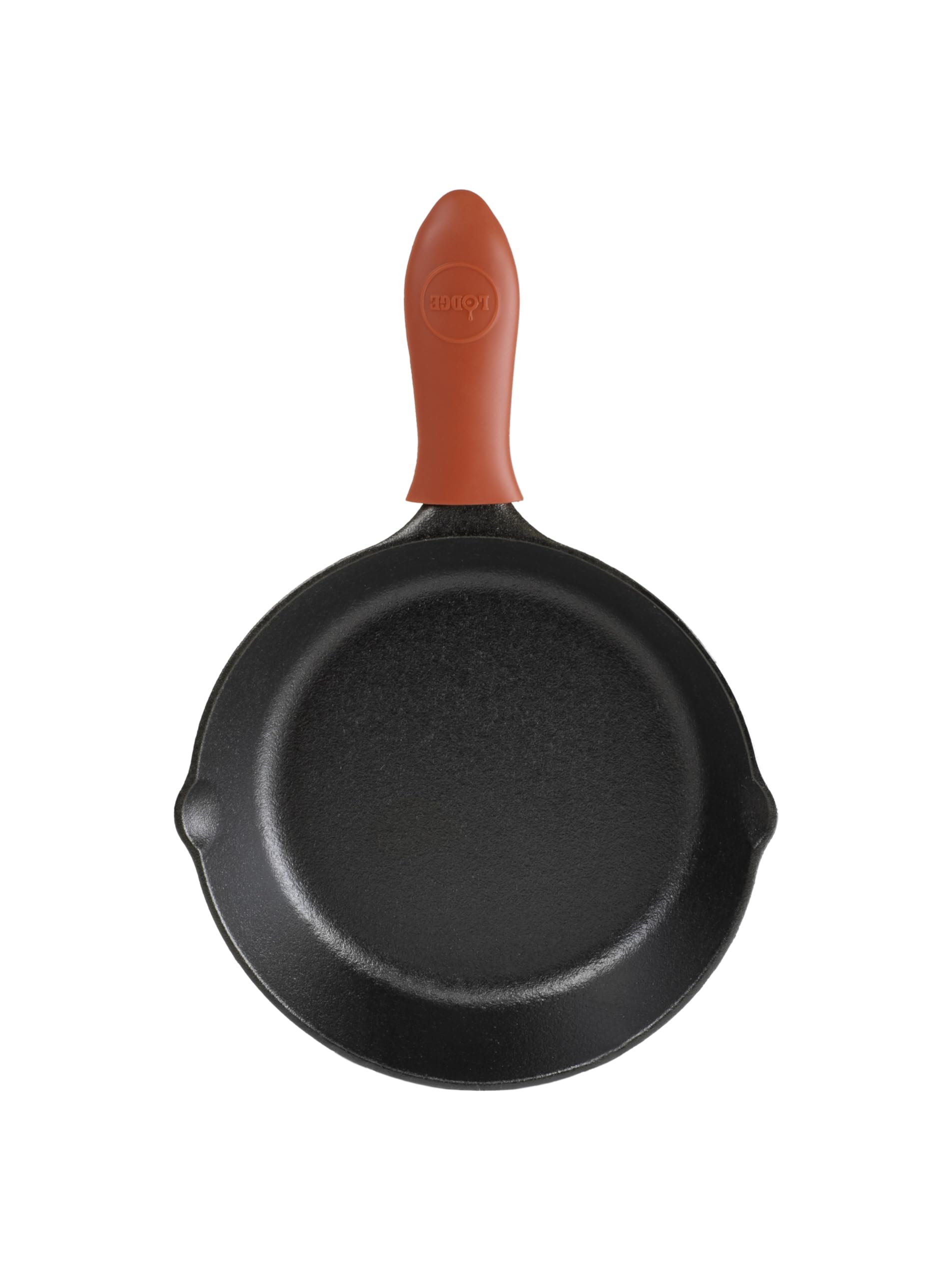 Lodge Cast Iron Skillet with Red Mini Silicone Hot Handle Holder, 8-inch