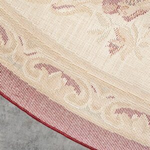 Unique Loom Versailles Collection Traditional Classic Floral Motif Area Rug (6 ft Round, Burgundy/ Ivory)