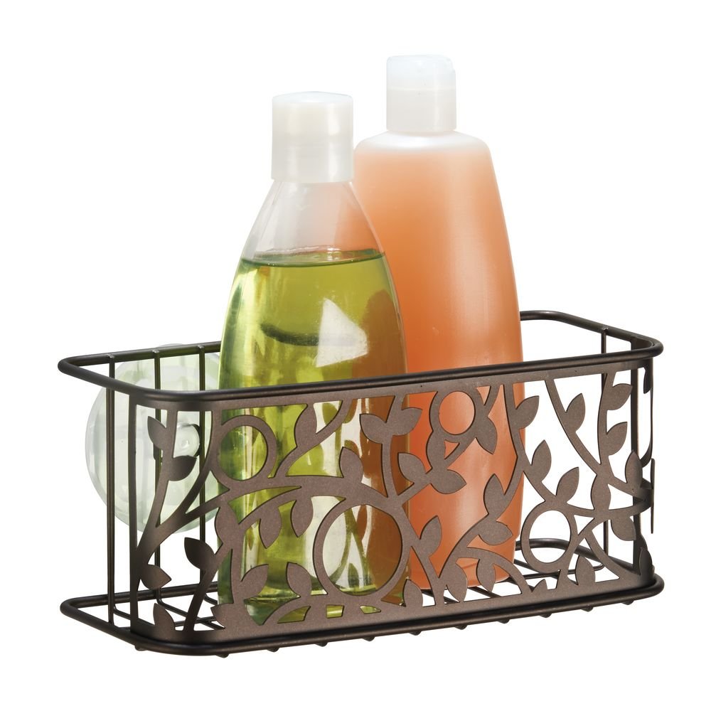 iDesign Vine Metal Bathroom Shower Caddy, Rectangular Shampoo, Conditioner, Soap, Creams, Towels, Razors, Loofahs, 9" x 4.25" x 3.75", Suction Basket