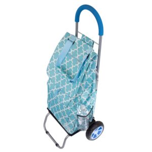 dbest products trolley dolly shopping grocery foldable cart storage mom, blue polka dot