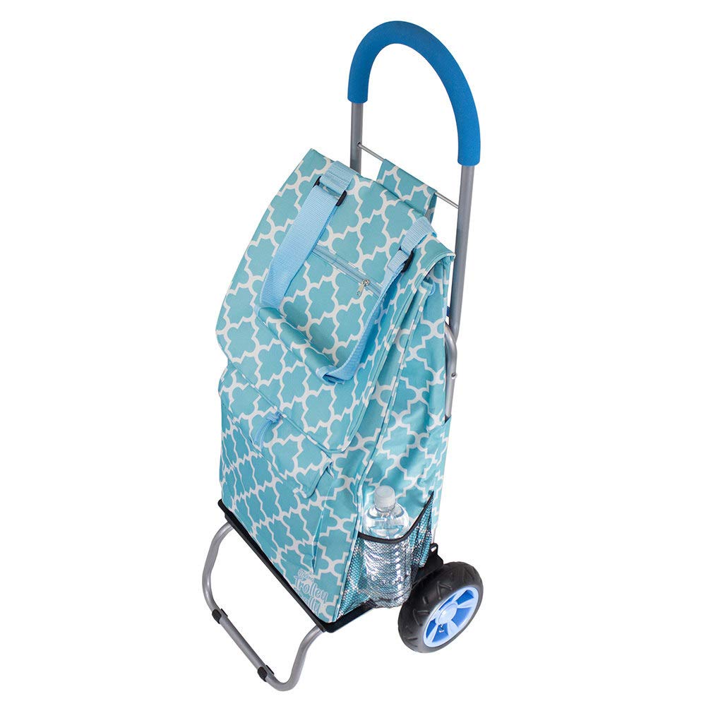 dbest products Trolley Dolly Shopping Grocery Foldable Cart Storage Mom, Blue Polka Dot