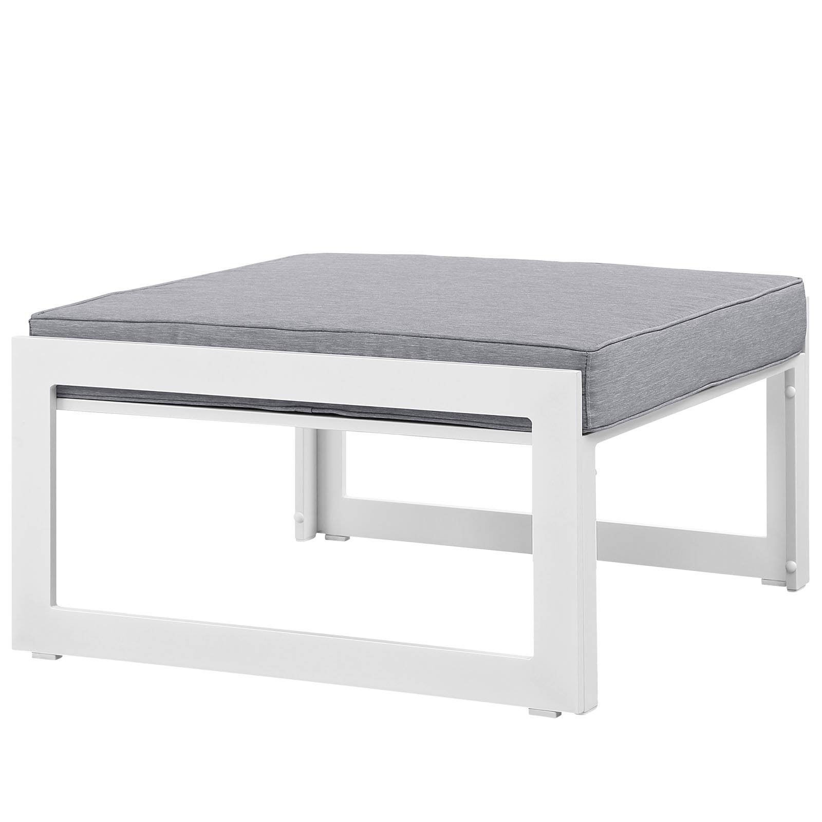 Modway Fortuna Aluminum Outdoor Patio Ottoman in White Gray