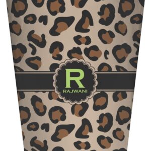 RNK Shops Personalized Granite Leopard Waste Basket - Single Sided (Black)