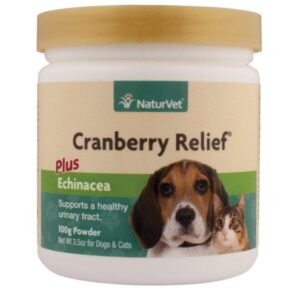 NaturVet Cranberry Relief, 100 Gram Powder, Dog and Cat Health Supplements for Urinary Tract