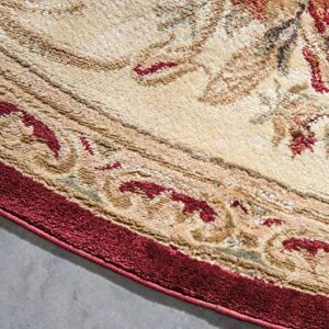 Unique Loom Versailles Collection Traditional Classic Floral Motif Area Rug (8' 0 x 8' 0 Round, Burgundy/ Ivory)