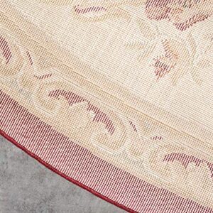 Unique Loom Versailles Collection Traditional Classic Floral Motif Area Rug (8' 0 x 8' 0 Round, Burgundy/ Ivory)