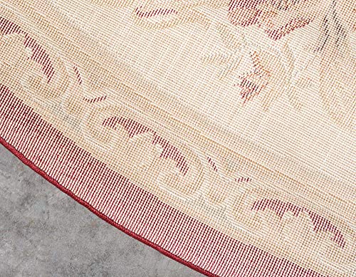 Unique Loom Versailles Collection Traditional Classic Floral Motif Area Rug (8' 0 x 8' 0 Round, Burgundy/ Ivory)