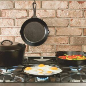 Lodge Cast Iron Skillet with Red Mini Silicone Hot Handle Holder, 8-inch