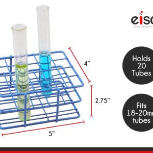 EISCO Blue Epoxy Coated Steel Wire Test Tube Rack, 20 Holes, Outer Diameter Permitted of Tubes 18-20mm or Less, 4 X 5 Format