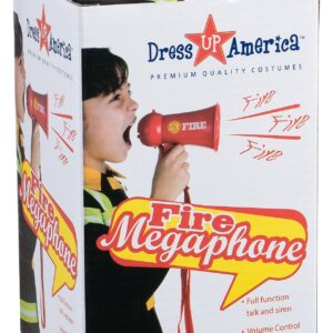 Dress Up America Firefighter Megaphone For Kids - Red Fireman Megaphone Bullhorn With Siren Sound