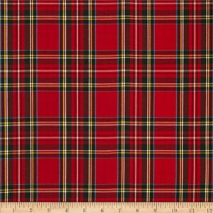 kaufman house of wales lawn plaid red, fabric by the yard