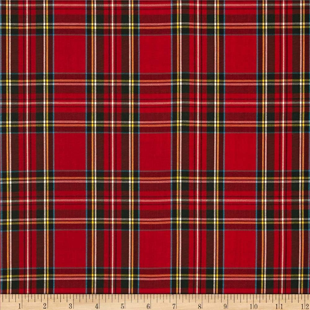 Kaufman House of Wales Lawn Plaid Red, Fabric by the Yard