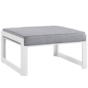 modway fortuna aluminum outdoor patio ottoman in white gray