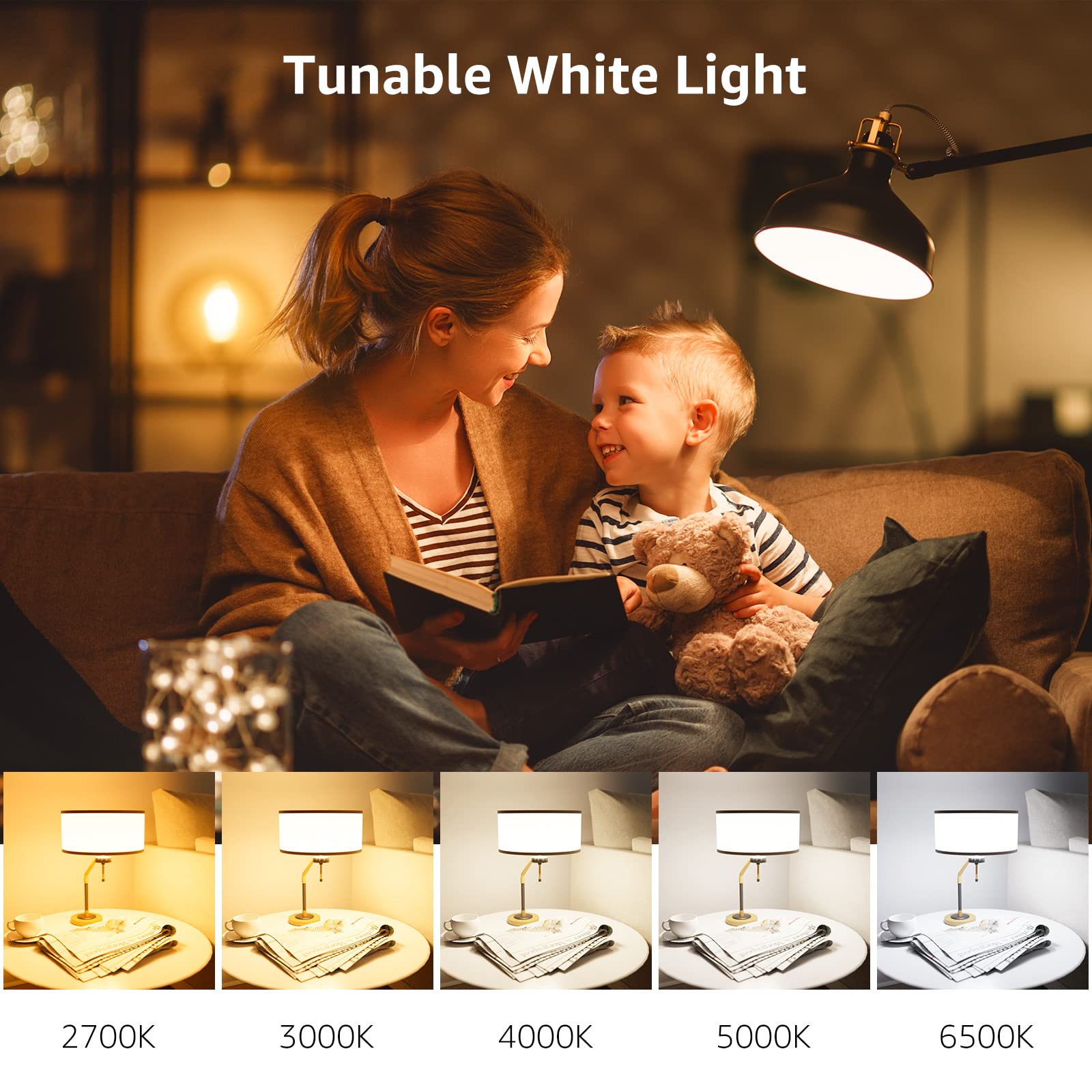 LE Color Changing Light Bulbs, Bluetooth Smart LED Bulb, Dimmable via App, 60 Watt Equivalent, 2700K-6500K Tunable White, A19 E26 RGB Bulb for Bedroom Home Party and More, 2 Pack