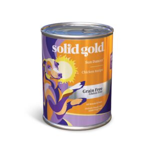 solid gold canned dog food for adult & senior dogs - grain free wet dog food with real chicken - sun dancer high calorie wet dog food for healthy digestion and immune support