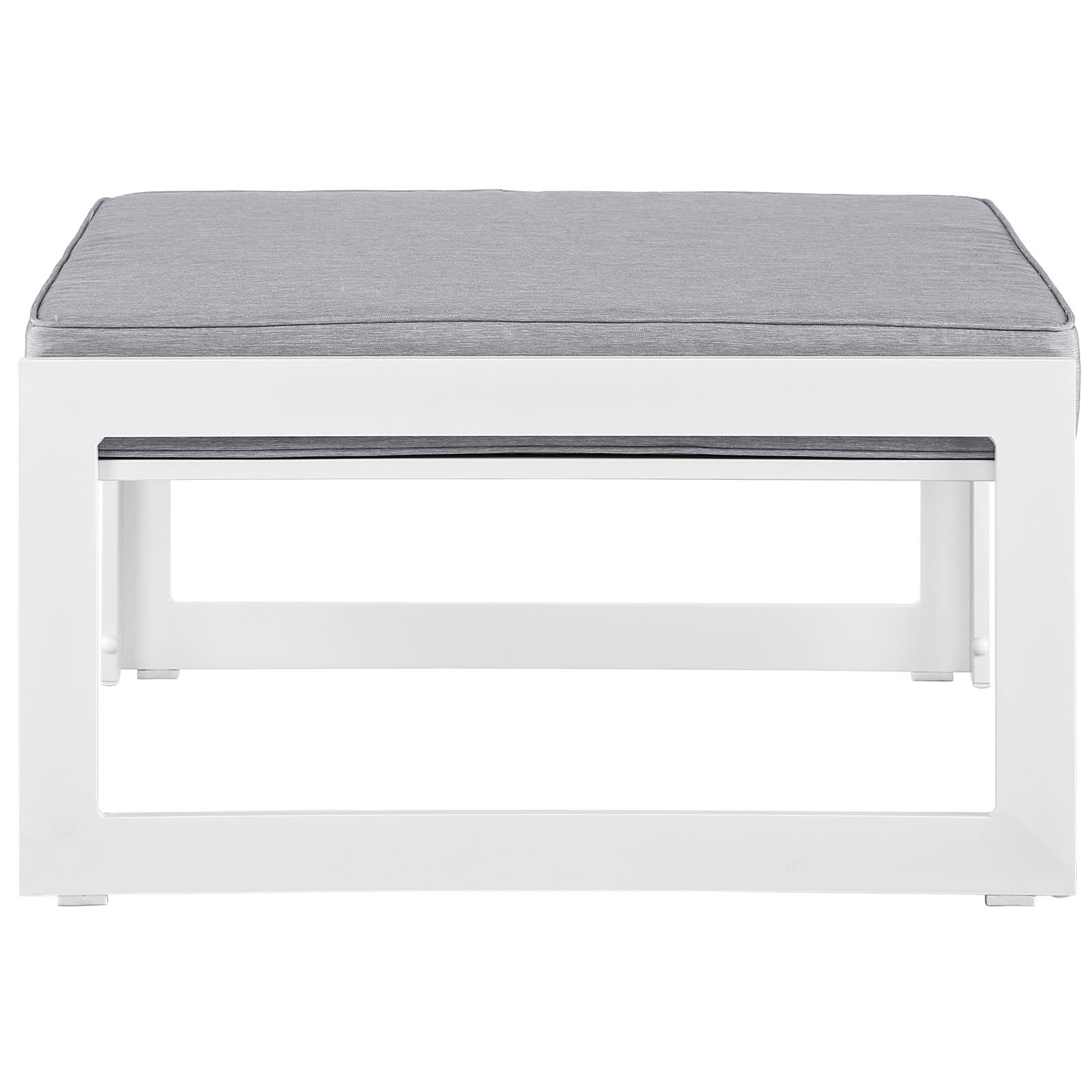 Modway Fortuna Aluminum Outdoor Patio Ottoman in White Gray