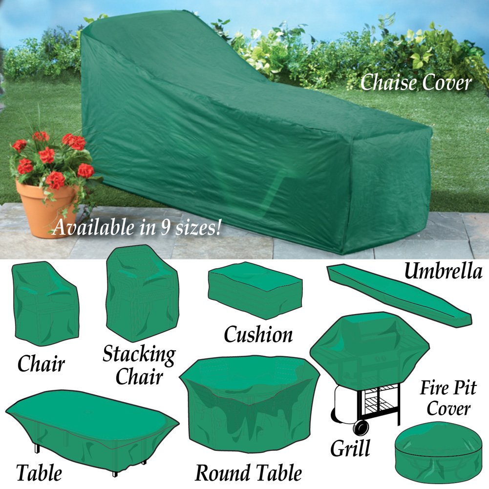 Collections Etc Seasonal Outdoor Patio Furniture Covers with Easy On/Off Drawstring Cord - Protection from Wind, Dirt, Snow and Rain, Green, Table