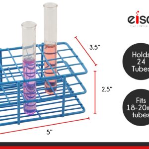 EISCO Blue Epoxy Coated Steel Wire Test Tube Rack, 24 Holes, Outer Diameter Permitted of Tubes 15-16mm or Less, 4 X 6 Format