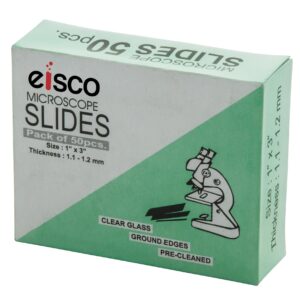 Eisco Labs Microscope Glass Slide - Plain - Pack of 50, Size 75 x 25 mm Thickness 1.1-1.2