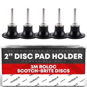 t1a 5 pack of 2 inch conditioning disc pad holder assembly, 1/4'' shank, speed-lok tr quick-change attachment, compatible with 3m roloc scotch-brite brand discs, t1a-roloc-2in