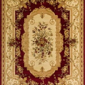 Unique Loom Versailles Collection Traditional Classic Floral Motif Area Rug (7' 0 x 10' 0 Rectangular, Burgundy/ Ivory)