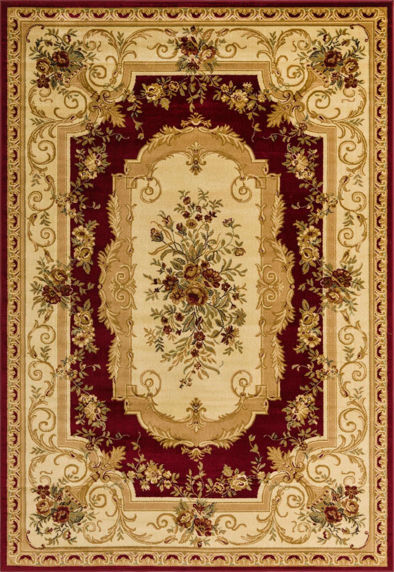 Unique Loom Versailles Collection Traditional Classic Floral Motif Area Rug (7' 0 x 10' 0 Rectangular, Burgundy/ Ivory)