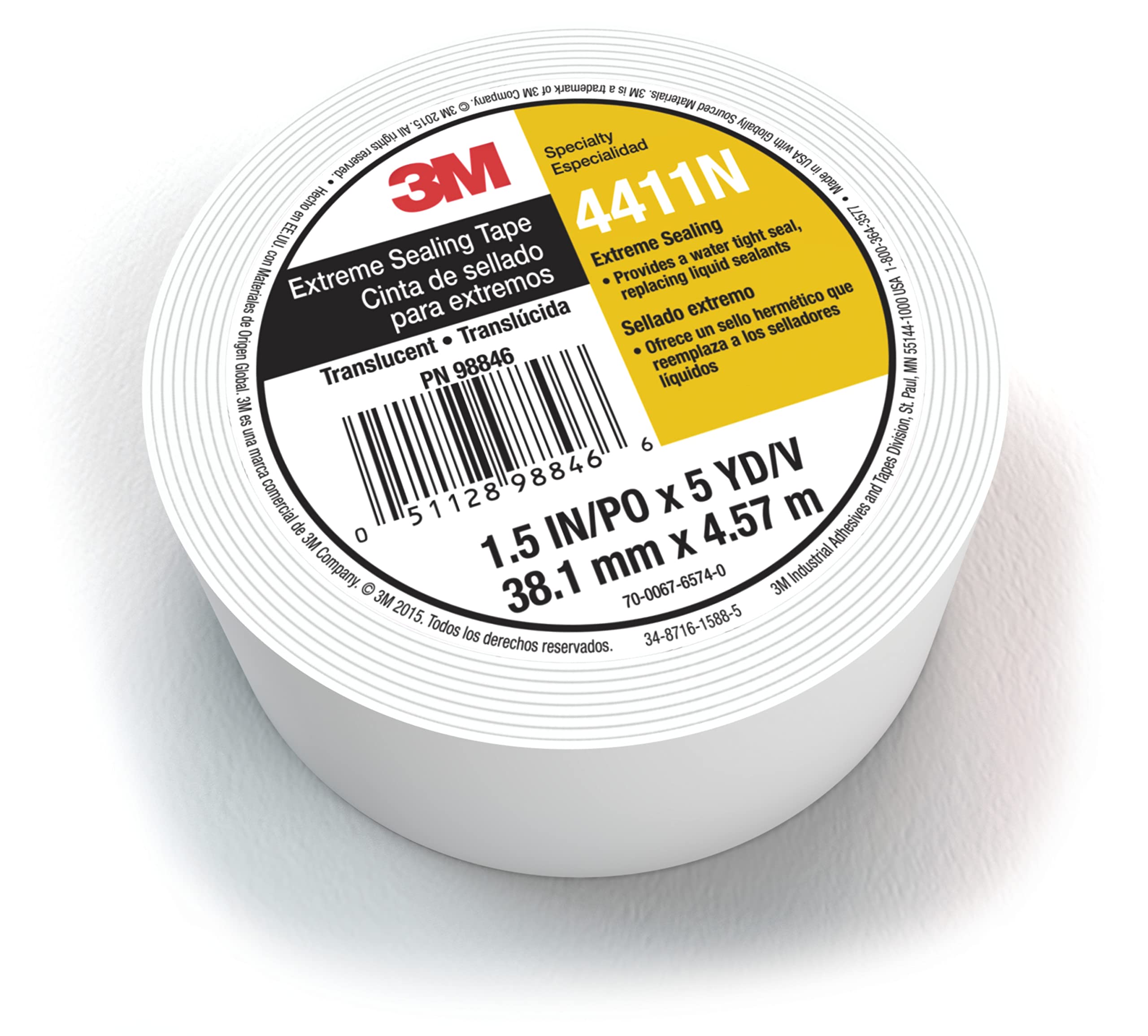 3M Extreme Sealing Tape 4411N, Translucent, 1 1/2 in x 5 yd, 40 mil