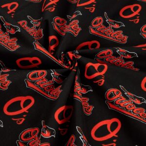 MLB Cotton Broadcloth Baltimore Orioles Black/Orange, Fabric by the Yard