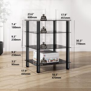 Fitueyes 4-Tier Media Stand Audio/Video Component Cabinet with Glass Shelf for/Apple Tv/Xbox One/ps4 AS406001GB