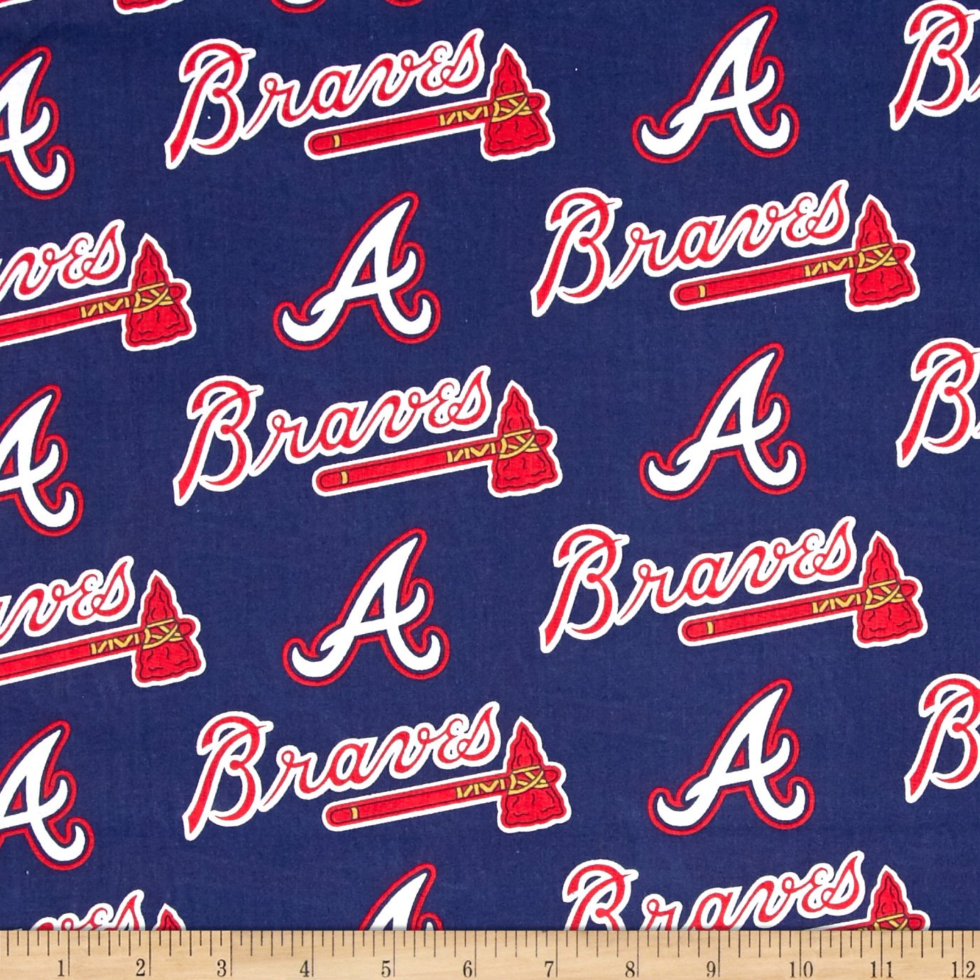 MLB Cotton Broadcloth Atlanta Braves Navy/Red, Fabric by the Yard