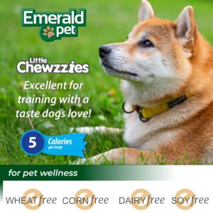 Emerald Pet Little Chewzzies Wheat Free Training Dog Treats — Healthy and Tasty Natural Dog Chews with Real Meat or Peanut Butter — Limited Ingredient Dog Treats Made in The USA — Chicken, 5 oz