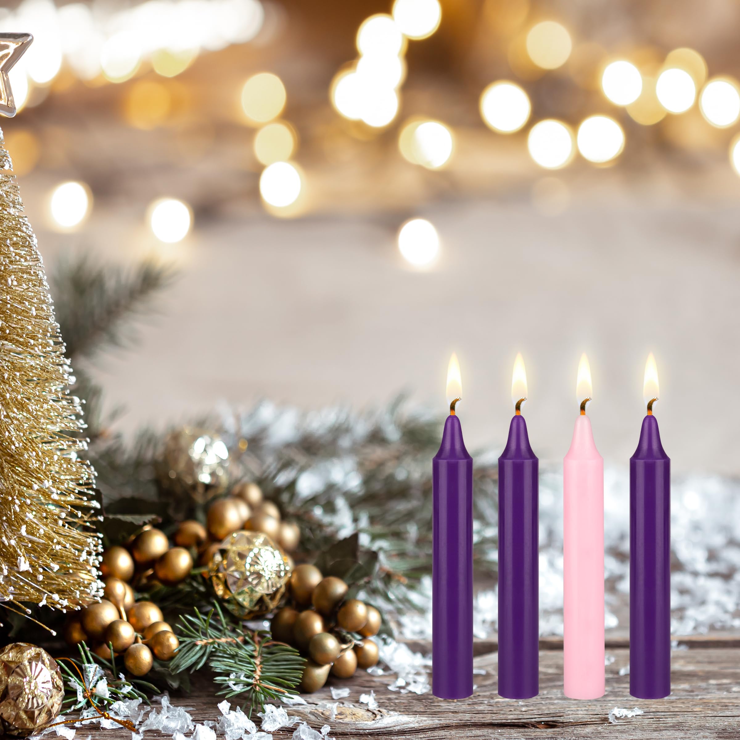 Christmas Advent Unscented 5" x 3/4" Taper Candles Pack of 4