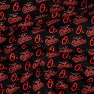 MLB Cotton Broadcloth Baltimore Orioles Black/Orange, Fabric by the Yard