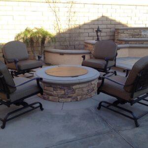 Elizabeth Outdoor Patio 4 Club Rocker Chairs Spring Base Cast Aluminum Dark Bronze (Walnut)