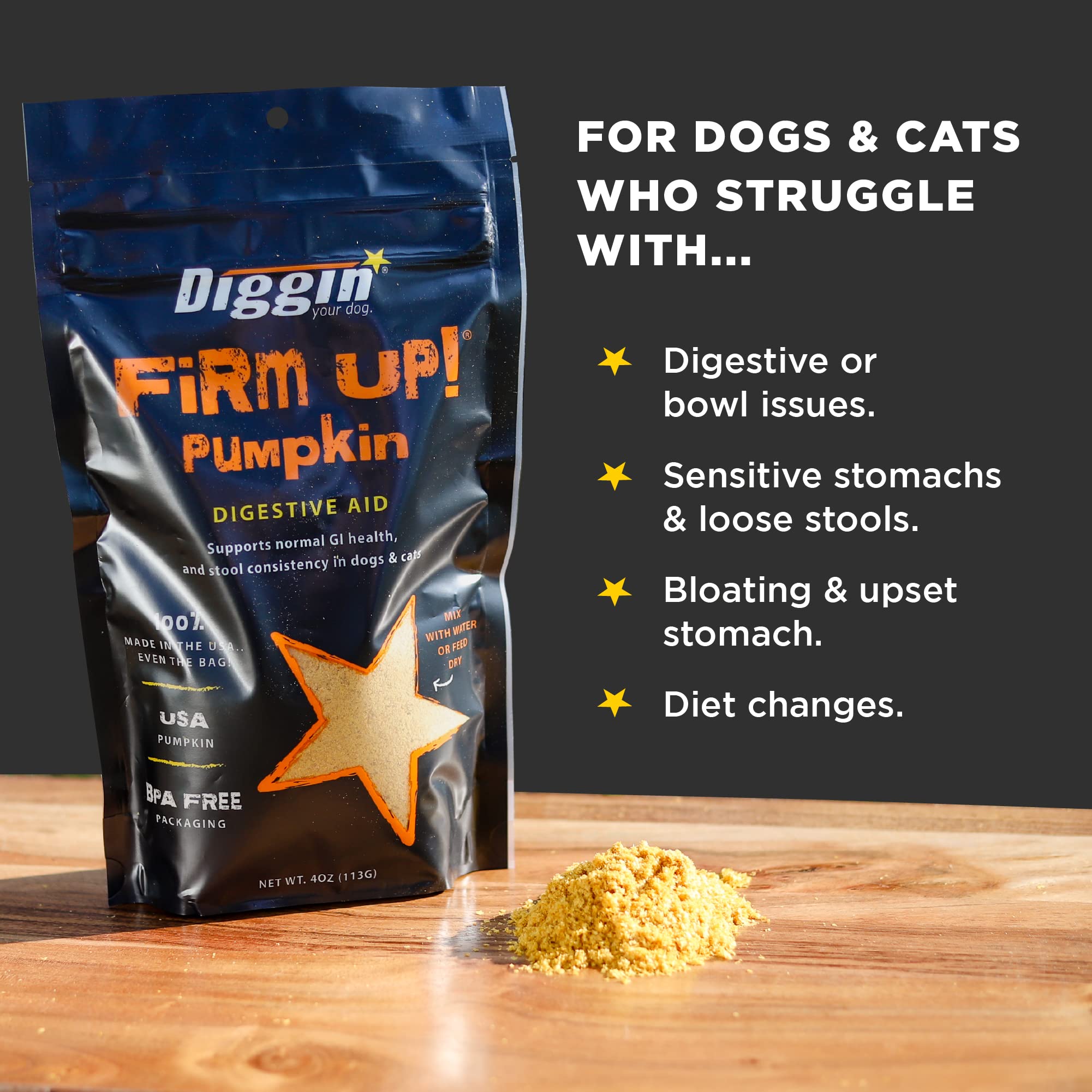 Diggin’ Your Dog FiRM UP! Pumpkin Super Supplement for Dogs and Cats, 16 oz (Pack of 2) - Made in USA, Digestive and Stool Consistency Support