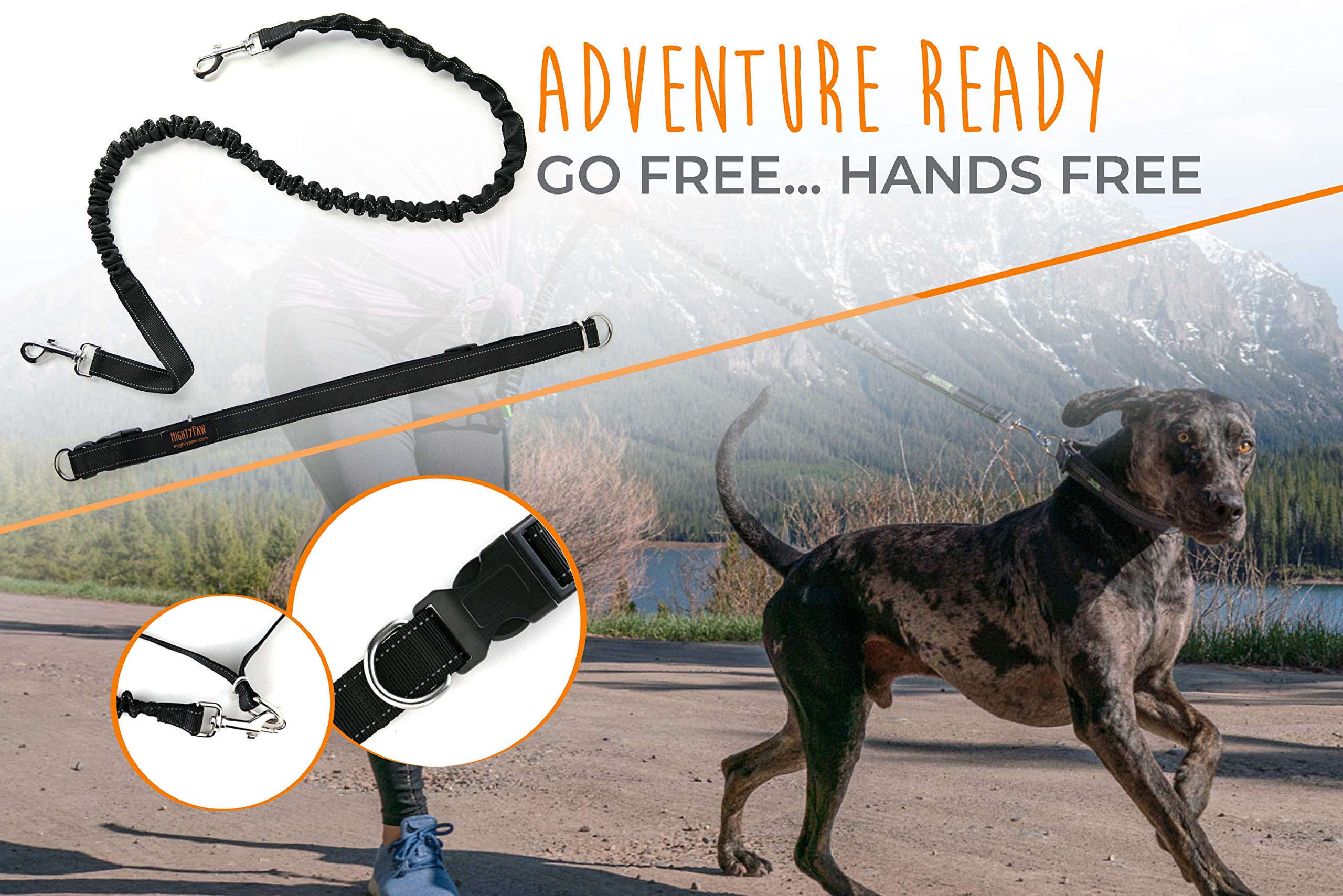 Mighty Paw Hands Free Dog Leash | Bungee Waist Leash for Dog Walking. Dog Running Leash Hands Free. Hands Free Leash for Large Dogs, Medium & Small Dogs. Dog Leash Waist Belt (36" - 48") Up To 150 lbs