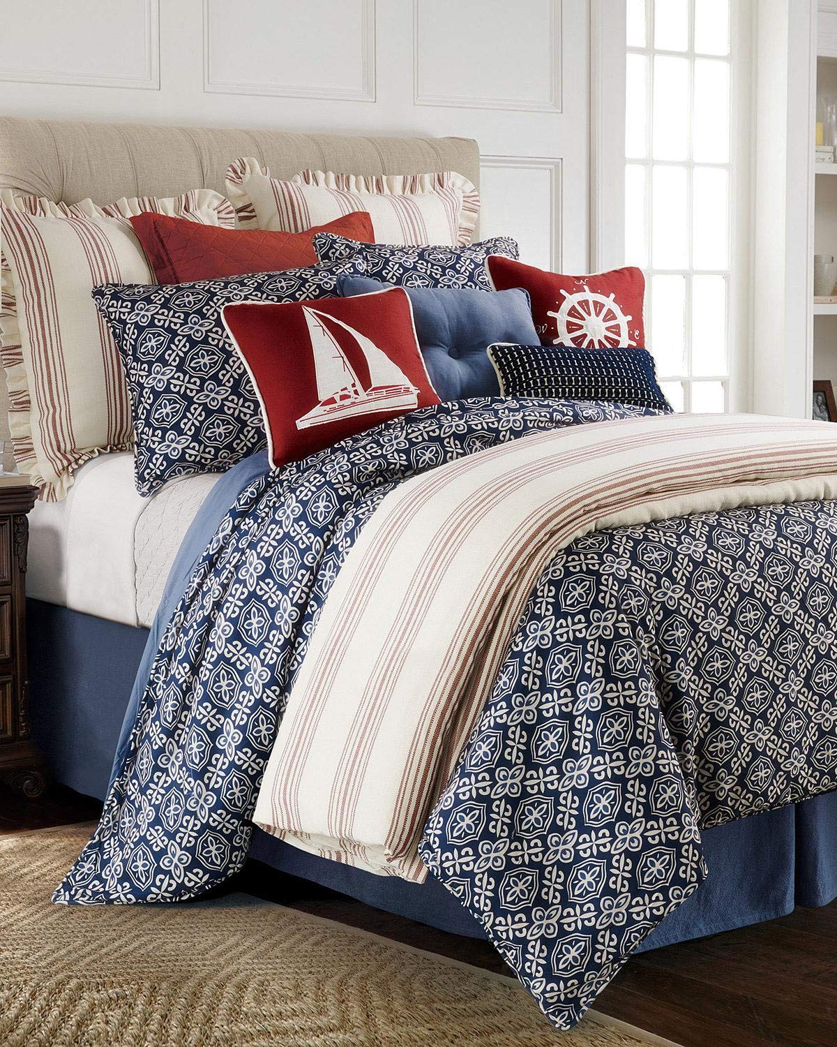 HiEnd Accents 4 Piece Monterrey Coastal Duvet Set, Queen