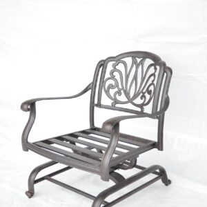 Elizabeth Outdoor Patio 4 Club Rocker Chairs Spring Base Cast Aluminum Dark Bronze (Walnut)