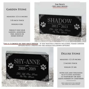 You Left Paw Prints on Our Hearts Pet Memorial Stones Personalized Headstone Grave Marker Absolute Black Granite Garden Plaque Engraved with Dog Cat Name Dates