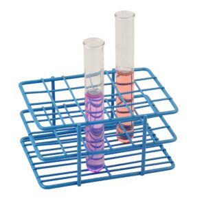 eisco blue epoxy coated steel wire test tube rack, 24 holes, outer diameter permitted of tubes 15-16mm or less, 4 x 6 format