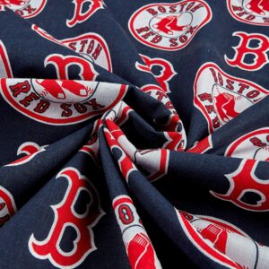 MLB Cotton Broadcloth Boston Red Sox Red/Navy, Fabric by the Yard