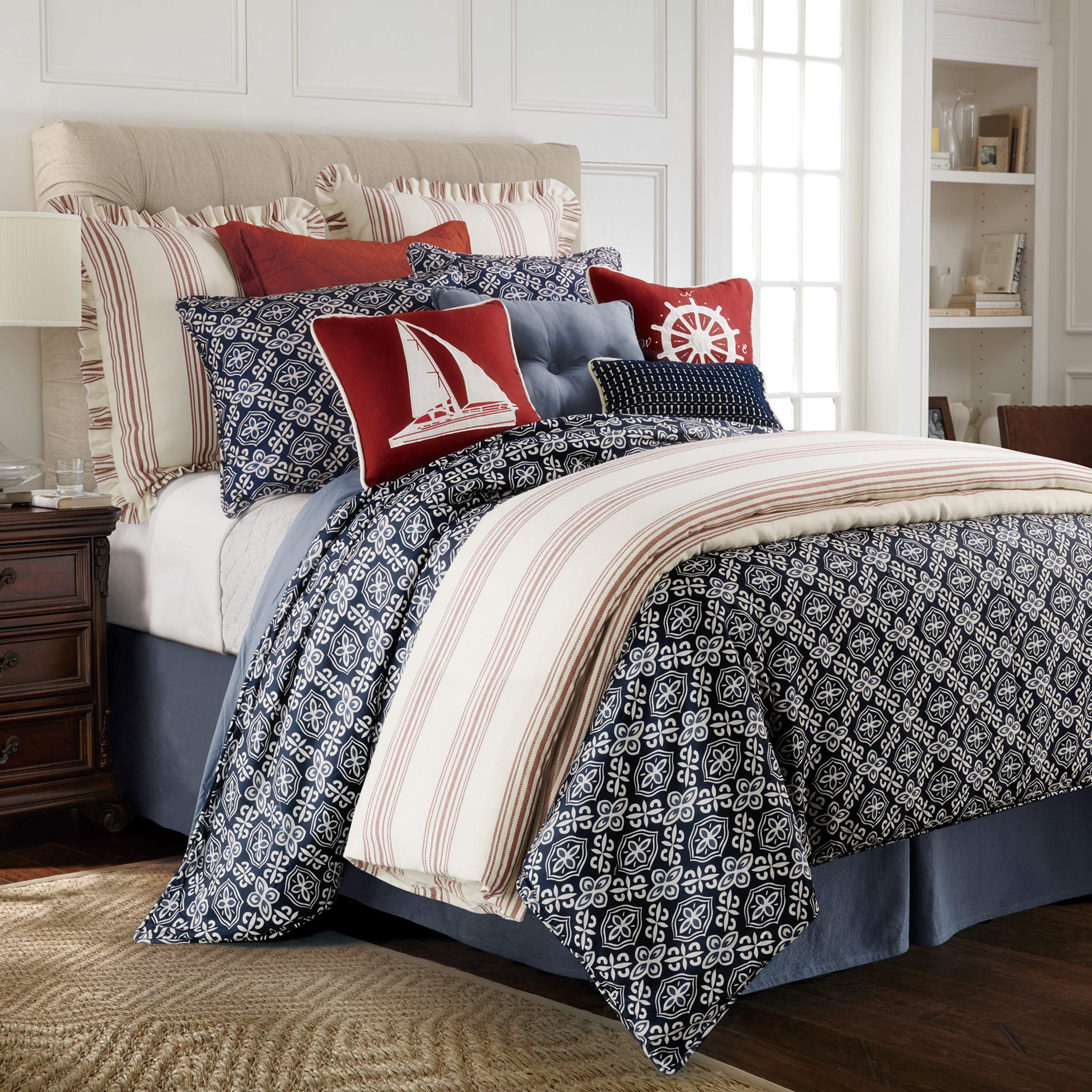 HiEnd Accents 4 Piece Monterrey Coastal Duvet Set, Queen